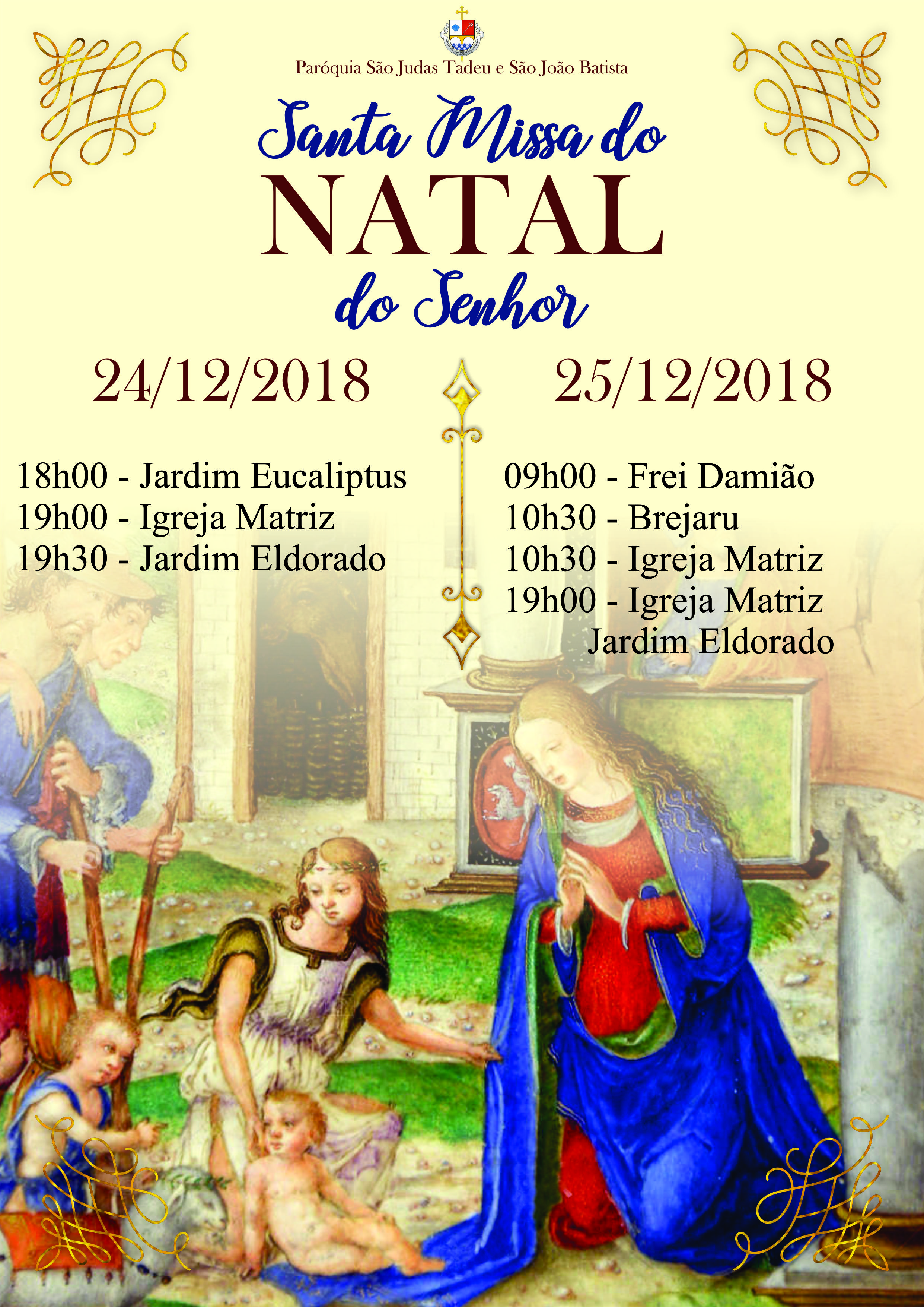 Horários de Missa de Natal | Paroquia São Judas Tadeu e São João Batista